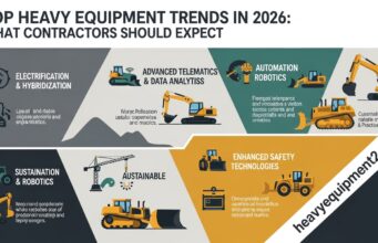 Top Heavy Equipment Trends in 2026: What Contractors Should Expect Autonomous excavator using AI technology at smart construction site in 2026