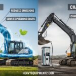 Electric heavy equipment operating on a construction site with zero emissions